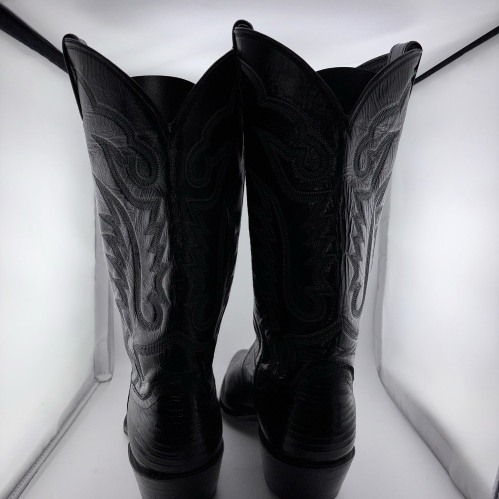 Vintage Justin Men's Lizard 13 B Cowboy Boots Western Style 9152 Black - Picture 8 of 13